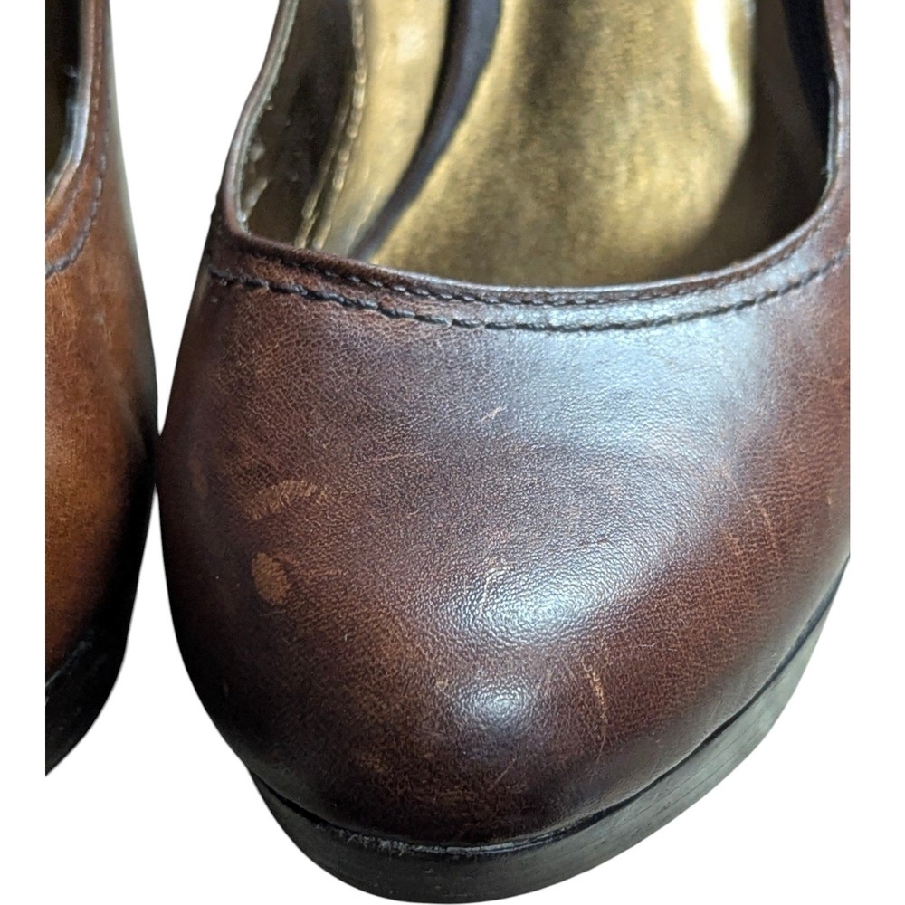 Jessica Simpson Michaela Brown Leather Platform Pumps High Heels Sz 6.5 - Picture 3 of 16